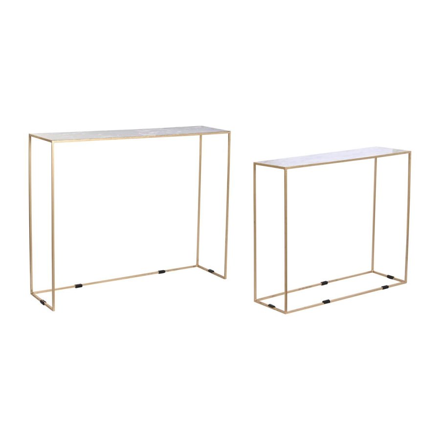 St med 2 borde DKD Home Decor Hvid Sort Gylden 100 x 28 x 80 cm #1