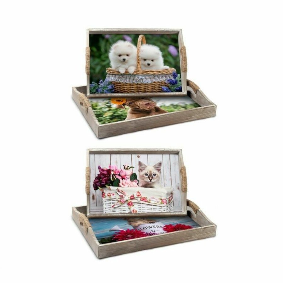 Bakkest DKD Home Decor Multifarvet 40 x 30 x 6 cm Tr MDF (2 enheder) #1