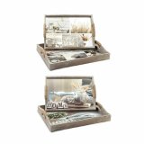 Bakkest DKD Home Decor Beige 40 x 30 x 6 cm Tr MDF (2 enheder) #1
