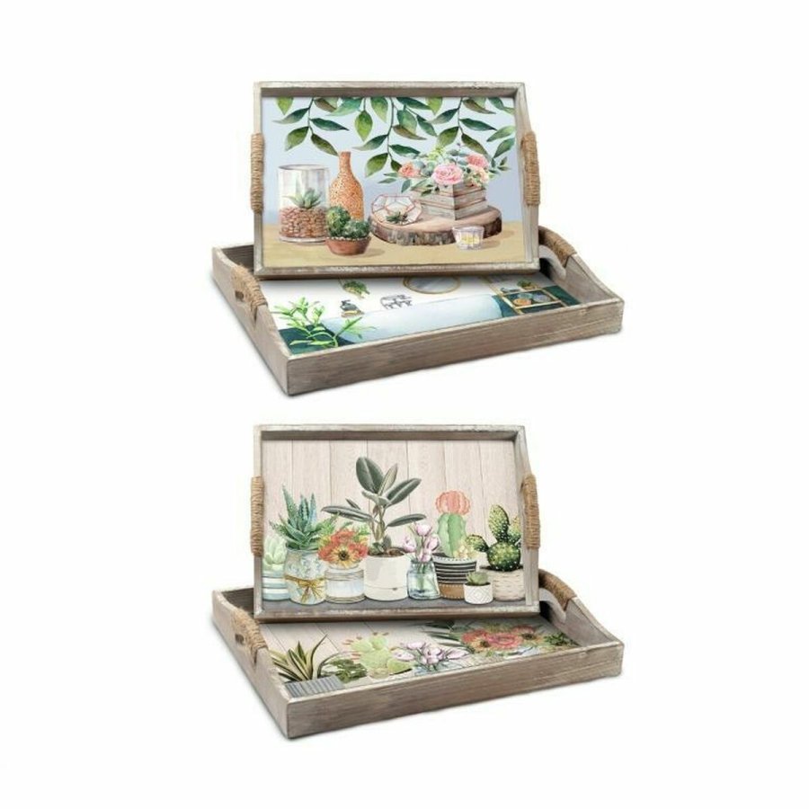 Bakkest DKD Home Decor 40 x 30 x 6 cm Tr MDF (2 enheder) #1