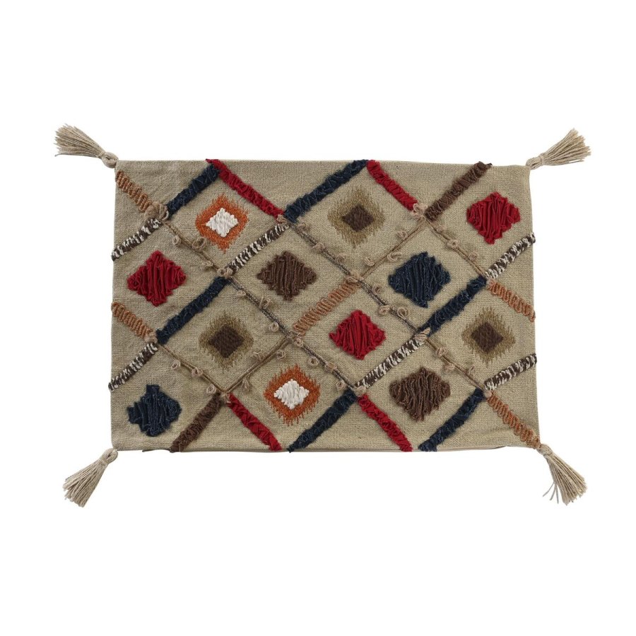 Pudebetrk DKD Home Decor 60 x 1 x 40 cm Multifarvet Frynse #1