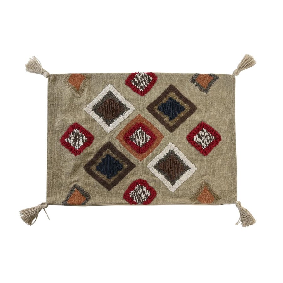 Pudebetrk DKD Home Decor 60 x 1 x 40 cm Multifarvet Frynse #1