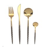 Bestik DKD Home Decor Sort Gylden Rustfrit stl 2 x 0,3 x 21 cm 16 Dele #1
