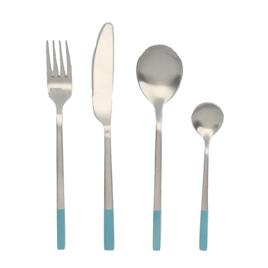 Bestik DKD Home Decor Bl Slvfarvet Rustfrit stl 16 Dele #1