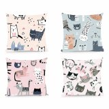 Pude DKD Home Decor Polyester Multifarvet Mikrofiber Katte (40 x 10 x 40 cm) (4 enheder) #1