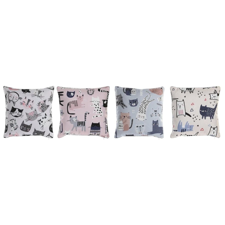 Pude DKD Home Decor Polyester Multifarvet Mikrofiber Katte (40 x 10 x 40 cm) (4 enheder) #4