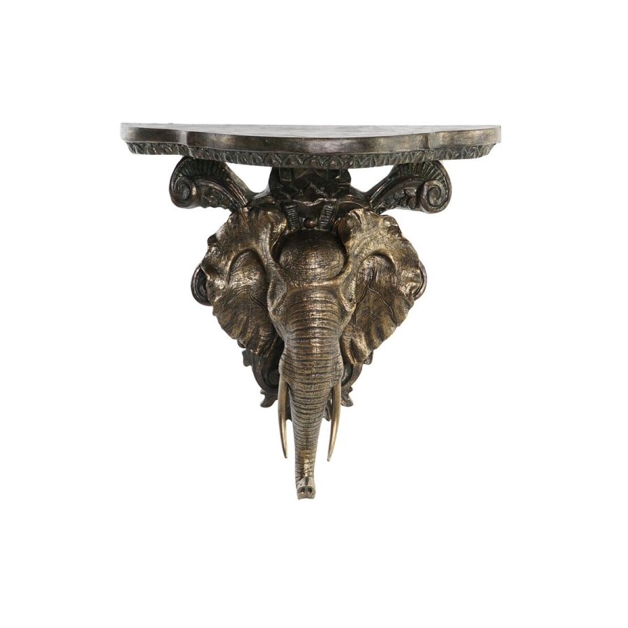 Hylder DKD Home Decor Elefant Gylden Harpiks (36,5 x 16,5 x 36 cm) #1