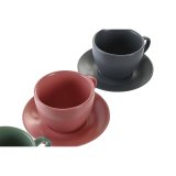 St med 6 kopper og underkopper DKD Home Decor Grn Pink Mrkegr Stentj 150 ml 16 x 17 x 35 cm #4