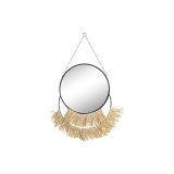 Vgspejl DKD Home Decor Sort Gylden Natur Frynse Boho 55 x 2,5 x 83 cm #1