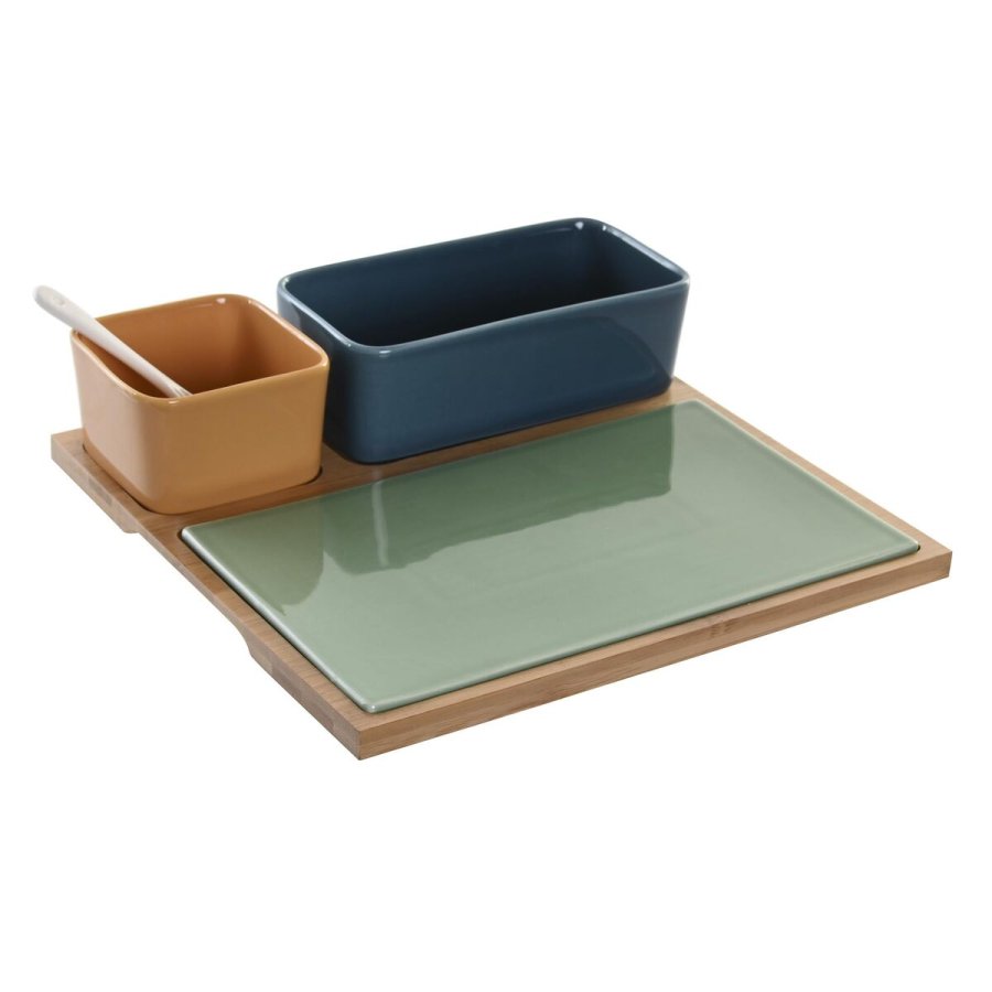 St til appetizere DKD Home Decor Porceln Multifarvet Bambus 5 Dele (27 x 26 x 8 cm) #1