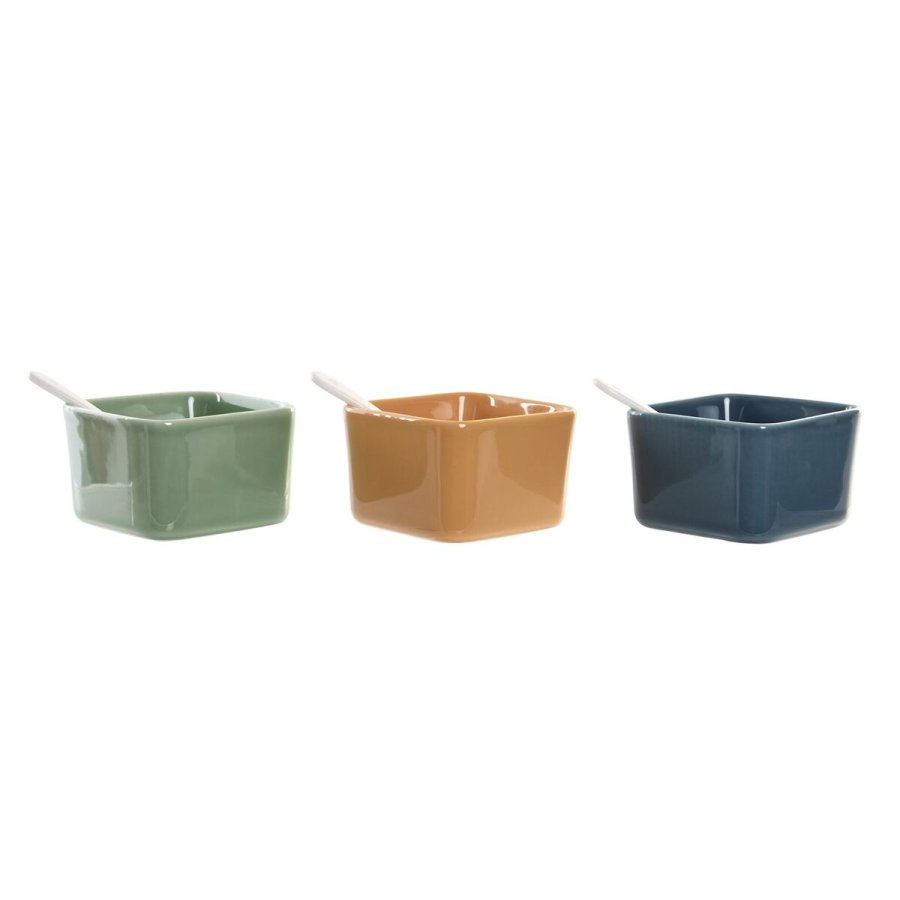 St til appetizere DKD Home Decor Porceln Multifarvet Bambus 8 Dele (30 x 30 x 6 cm) #4
