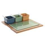 St til appetizere DKD Home Decor Porceln Multifarvet Bambus 8 Dele (30 x 30 x 6 cm) #1