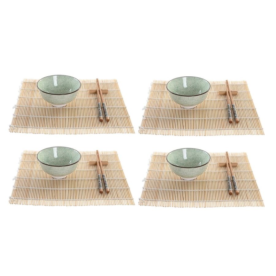 Sushi-st DKD Home Decor 14,5 x 14,5 x 35 cm Stentj Orientalsk (16 Dele) #1