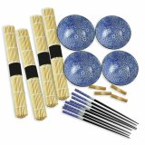 Sushi-st DKD Home Decor 14,5 x 14,5 x 31 cm Sort Bl Stentj Orientalsk (16 Dele) #13