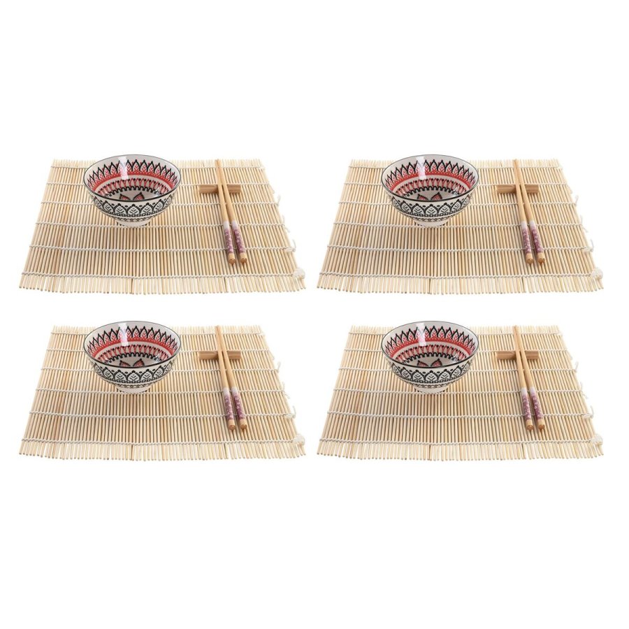 Sushi-st DKD Home Decor 14,5 x 14,5 x 31 cm Multifarvet Mandala Stentj Orientalsk (16 Dele) #1