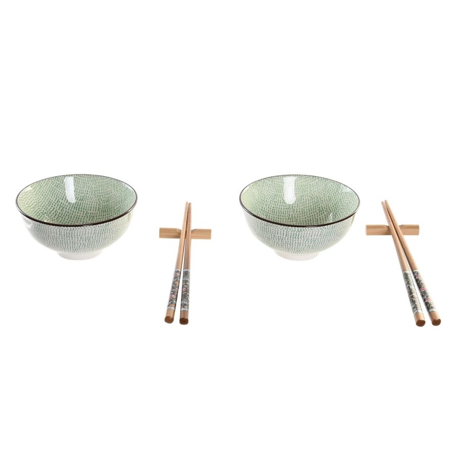 Sushi-st DKD Home Decor 30 x 21 x 7 cm Grn Himmelbl Stentj Orientalsk (6 Dele) #1