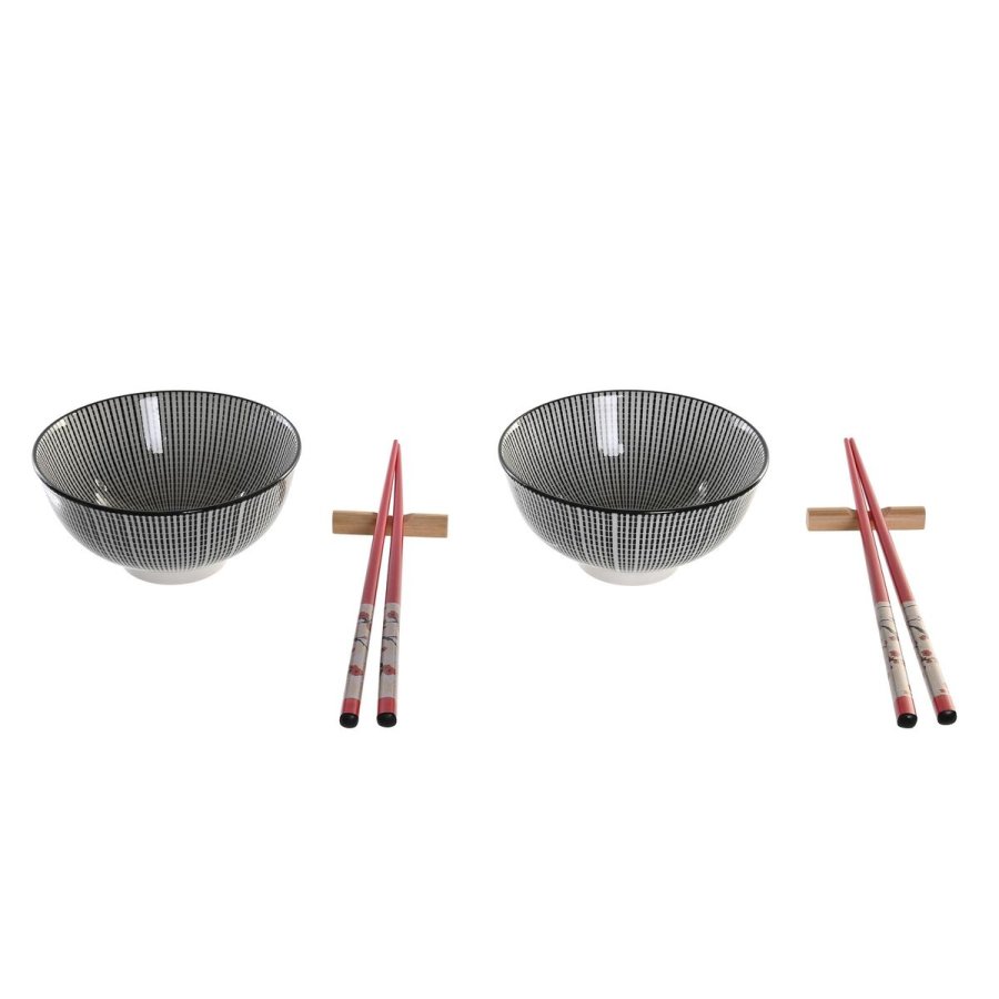 Sushi-st DKD Home Decor 30 x 21 x 7 cm Sort Stentj Orientalsk (6 Dele) #1
