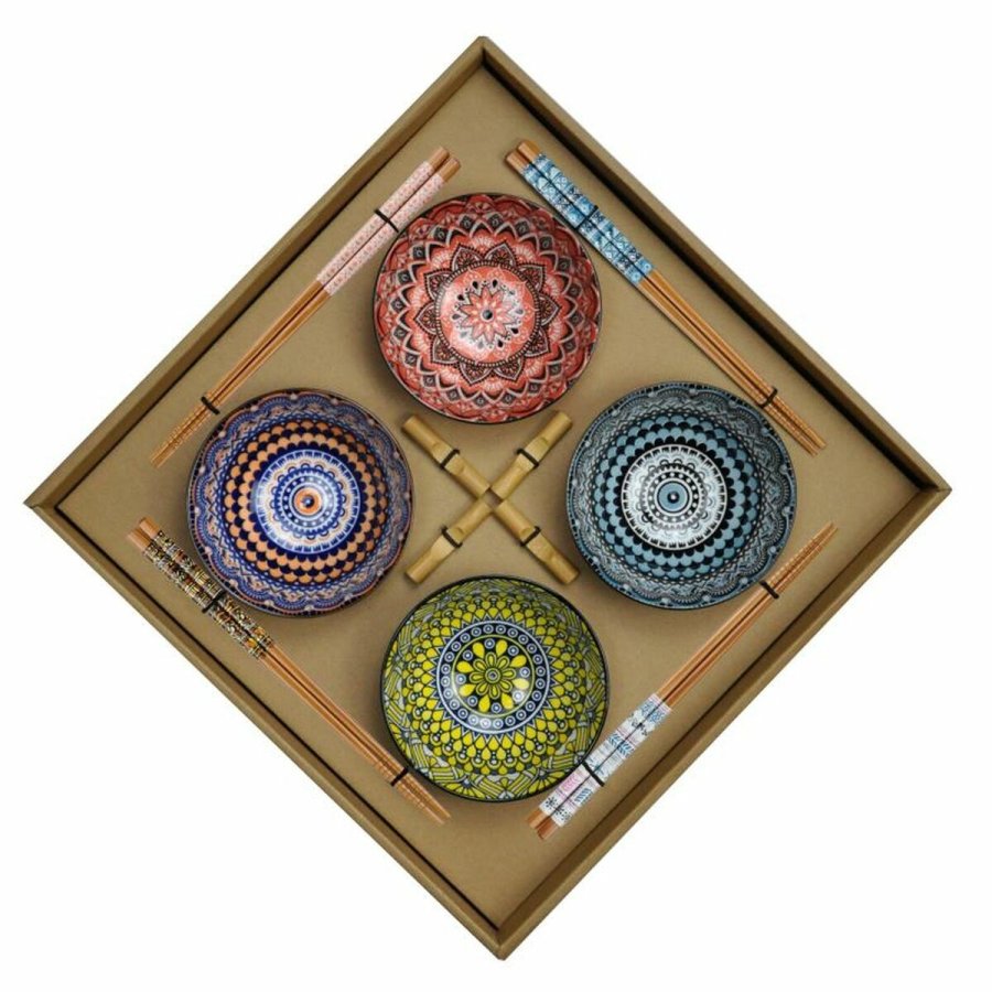 Sushi-st DKD Home Decor Multifarvet Bambus Stentj Mandala Orientalsk 34 x 34 x 6,5 cm (12 Dele) #1