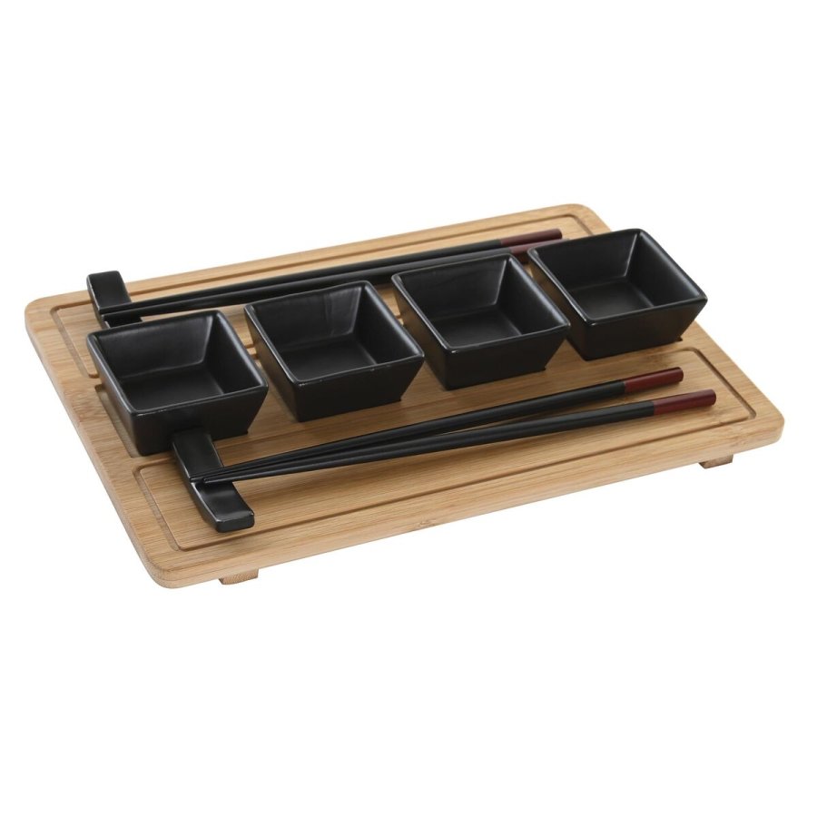 Sushi-st DKD Home Decor Natur Sort Bambus Stentj Orientalsk #1