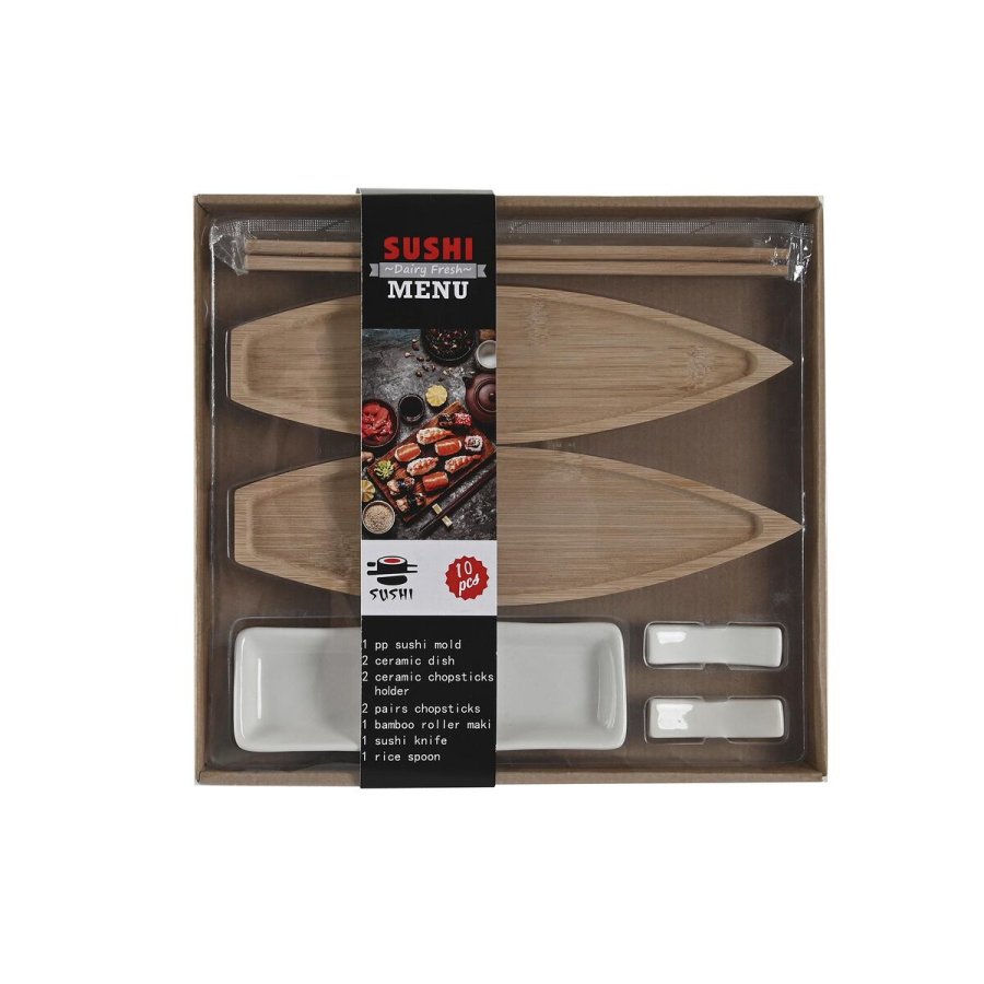 Sushi-st DKD Home Decor 8 x 5 x 2 cm Keramik Natur Hvid Orientalsk #4