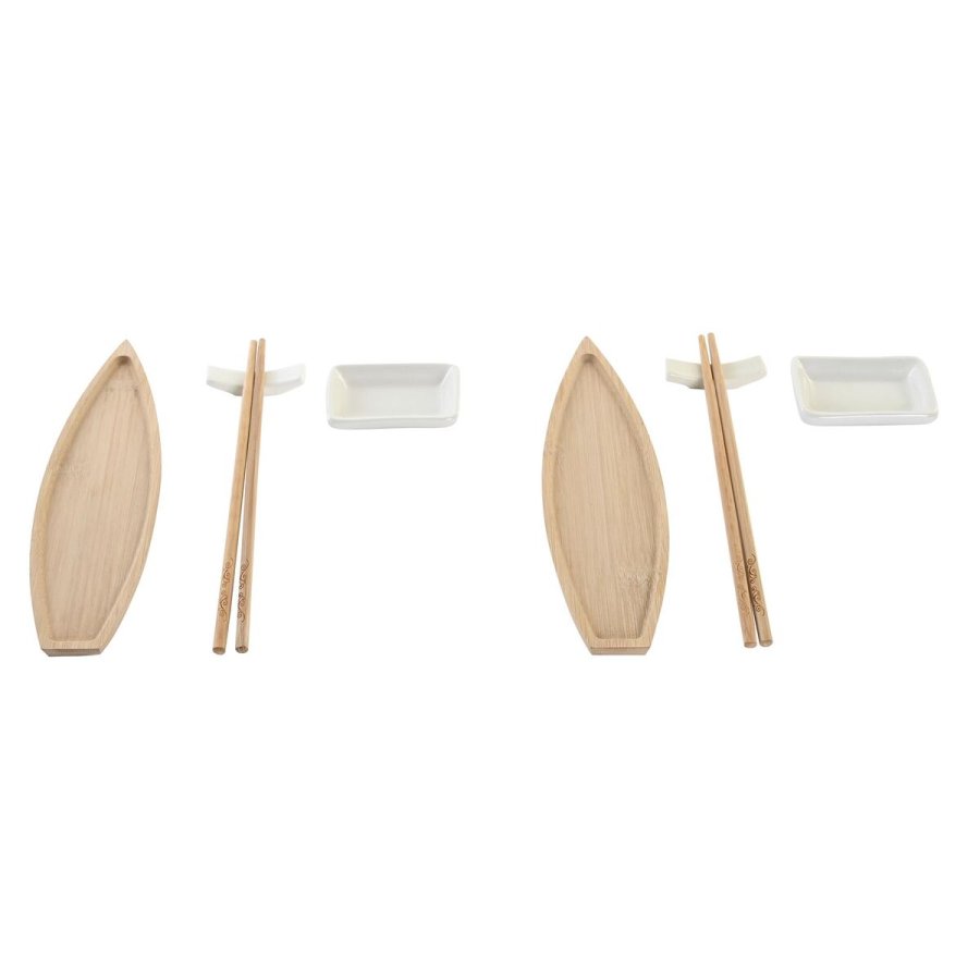Sushi-st DKD Home Decor 8 x 5 x 2 cm Keramik Natur Hvid Orientalsk #1