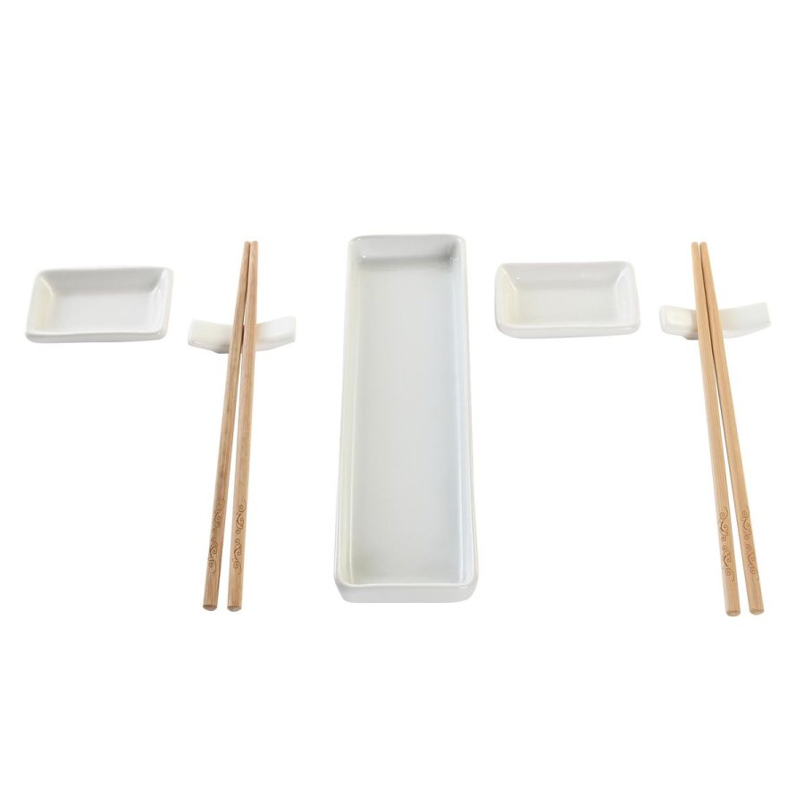 Sushi-st DKD Home Decor 24 x 7 x 2 cm Natur Hvid Stentj Orientalsk #1