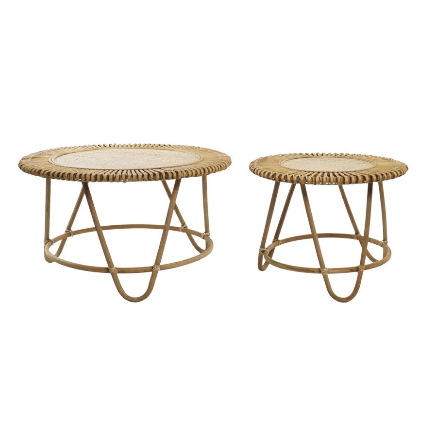 St med 2 borde DKD Home Decor Lys brun 80 x 80 x 47 cm 80 x 80 x 45,5 cm #1