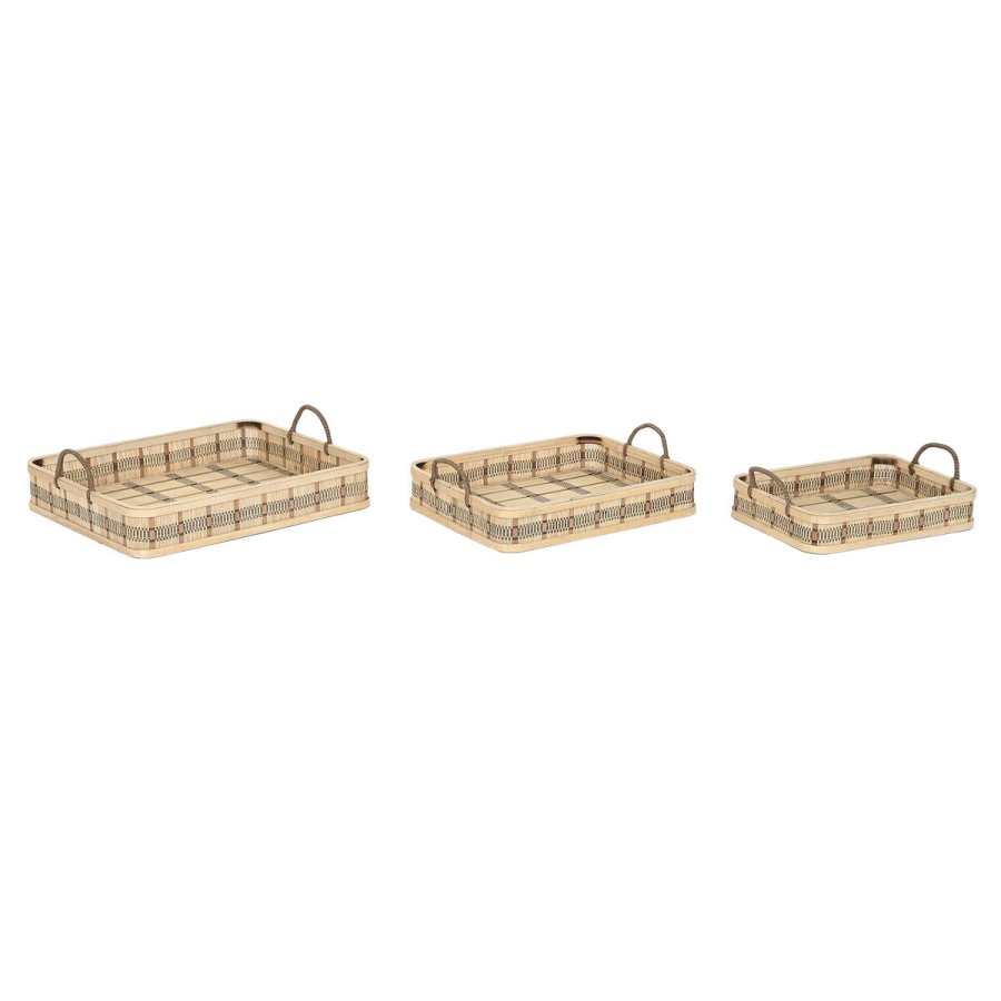 Bakkest DKD Home Decor Lys brun Bambus 54 x 43 x 9 cm (3 enheder) (2 enheder) #4