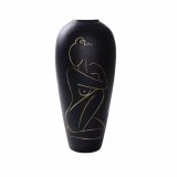 Vase DKD Home Decor Dame Sort Harpiks Moderne (34 x 34 x 73,5 cm) #1