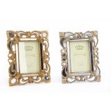 Fotoramme DKD Home Decor 19 x 2 x 25 cm Slvfarvet Gylden Harpiks Shabby Chic (2 enheder) #1