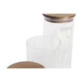 St med 3 Dser DKD Home Decor 10,2 x 10,2 x 27,7 cm Natur Gennemsigtig Akacie Bogstaver Borosilikatglas #7