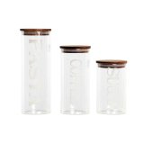 St med 3 Dser DKD Home Decor 10,2 x 10,2 x 27,7 cm Natur Gennemsigtig Akacie Bogstaver Borosilikatglas #1