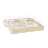 Snack bakke DKD Home Decor Natur Bambus Aluminium Krystal 280 ml 21 x 21 x 6 cm #1