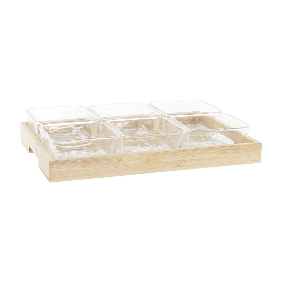 Snack bakke DKD Home Decor Natur Bambus Krystal 280 ml 32 x 21 x 6 cm #1
