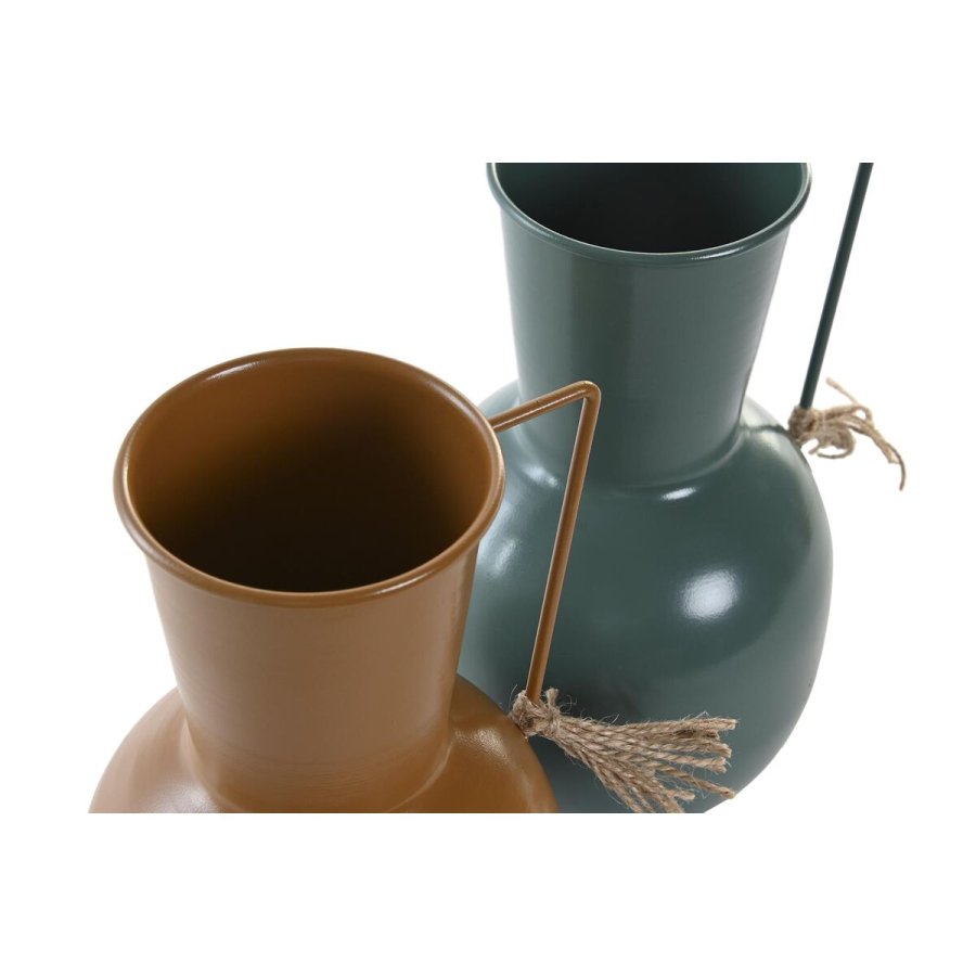 Vase DKD Home Decor 14.5 x 13 x 24 cm Metal Orange Grn Sennep (2 enheder) #3