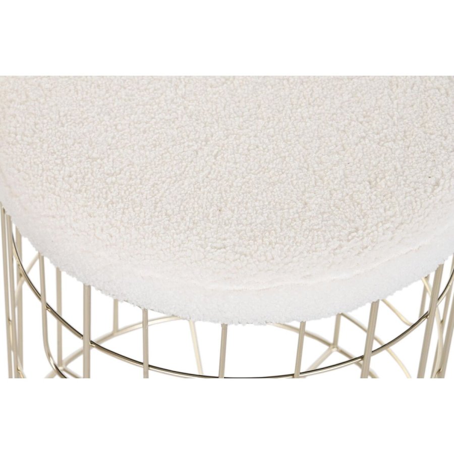 Fodsttte DKD Home Decor Beige Gylden Metal Polyester Hvid Moderne (38 x 38 x 44 cm) (35 x 35 x 40 cm) #3