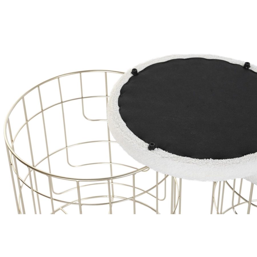 Fodsttte DKD Home Decor Beige Gylden Metal Polyester Hvid Moderne (38 x 38 x 44 cm) (35 x 35 x 40 cm) #2