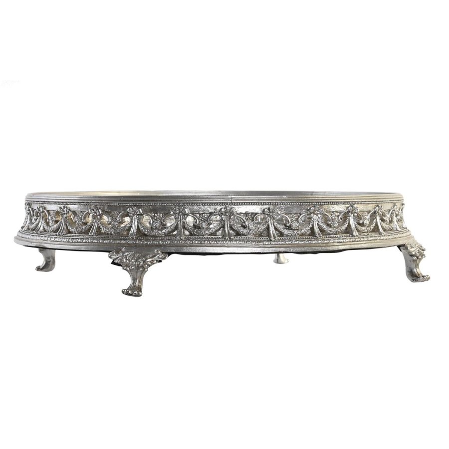 Snack bakke DKD Home Decor 38,5 x 38,5 x 8 cm Spejl Slvfarvet Gylden Harpiks Neoklassisk (2 enheder) #7