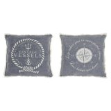 Pude DKD Home Decor Bl Hvid Frynse Middelhavet Marine 45 x 10 x 45 cm (2 enheder) #1