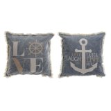 Pude DKD Home Decor Bl Hvid Marine Frynse (45 x 10 x 45 cm) (2 enheder) #1