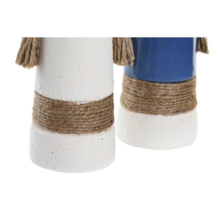 Vase DKD Home Decor Keramik Hvid Marinebl (9,5 x 7 x 20 cm) (2 enheder) #2