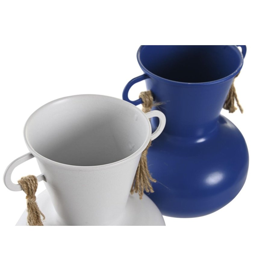 Vase DKD Home Decor Metal Hvid Marinebl (12 x 12 x 16 cm) (2 enheder) #3