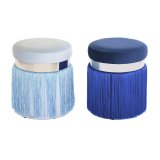 Fodsttte DKD Home Decor Slvfarvet Metal Himmelbl Marinebl Frynse 35 x 35 x 41 cm (2 enheder) #1