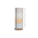 Dele kaffekopst DKD Home Decor Gul Bl Hvid Rd Metal Bambus Dolomite 260 ml #1