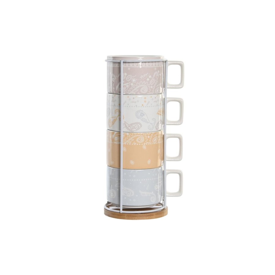Dele kaffekopst DKD Home Decor Gul Bl Hvid Rd Metal Bambus Dolomite 260 ml #1