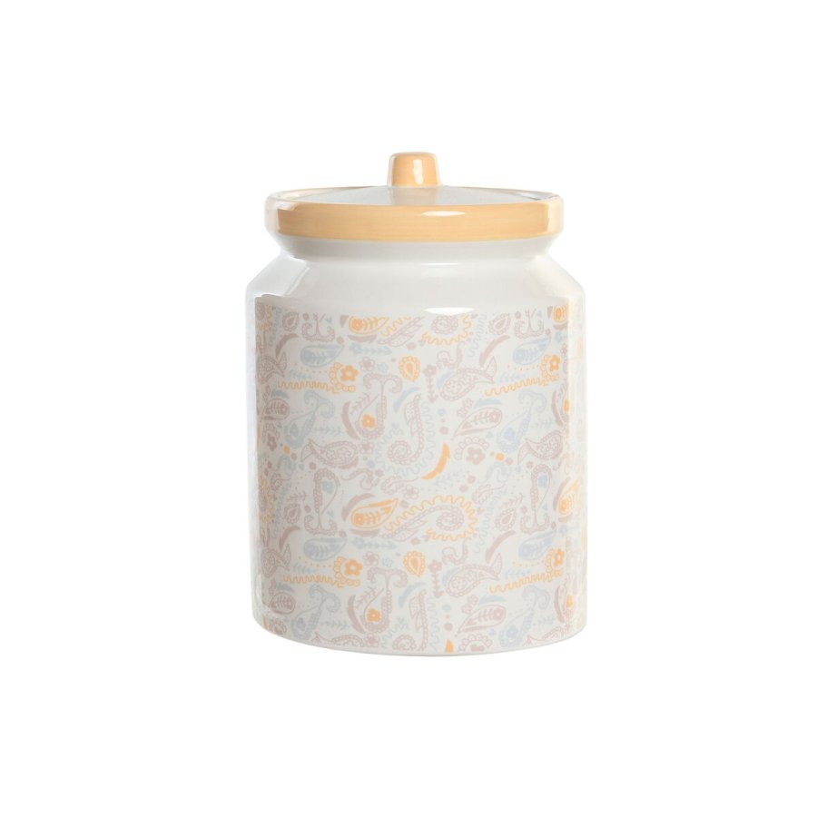 Blik DKD Home Decor 15 x 15 x 21 cm Hvid Gul Dolomite Shabby Chic #1