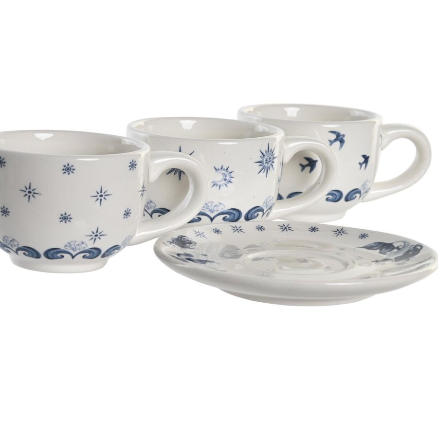Set med kopper og underkopper DKD Home Decor Bl Hvid Metal Dolomite 180 ml 20 x 18 x 20 cm #7
