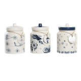 Blik DKD Home Decor 12 x 12 x 16 cm Bl Hvid Dolomite (3 enheder) #1