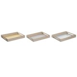 Snack bakke DKD Home Decor Bl Pink Gul 3 Dele Tr MDF 40 x 30 x 5 cm Shabby Chic #1