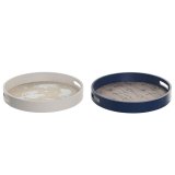 Snack bakke DKD Home Decor Bl Hvid 35 x 35 x 5 cm Tr MDF (2 enheder) #1
